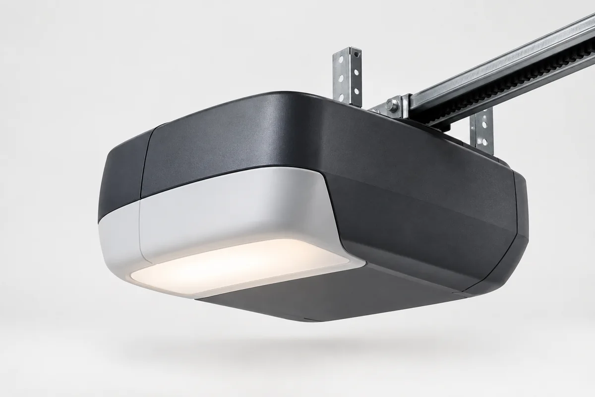 Ceiling-mounted garage door opener with integrated light